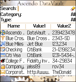 BlackBerry Passwort Manager List